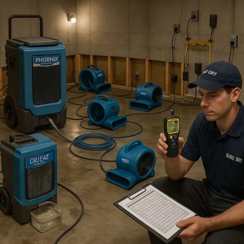 Structural Drying and Dehumidification process in Central Gardens, TX